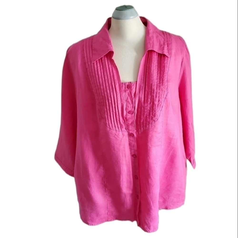EDWARD 100% Linen Pink Shirt Size 3X